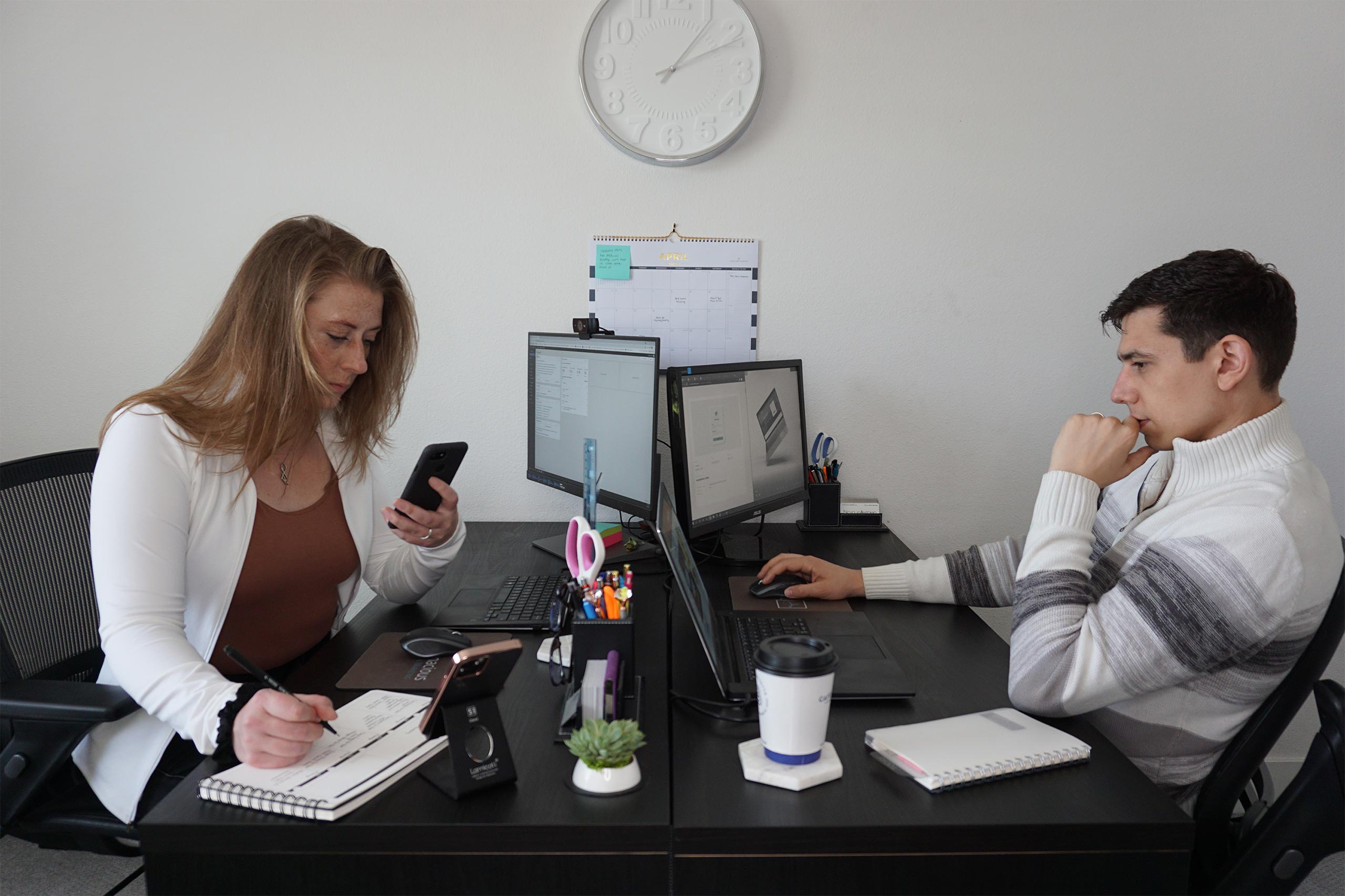 Tanita and Nicholas Antonio work in thier home office